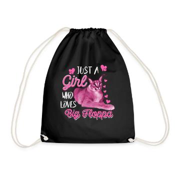 Big Floppa Caracal Cat Meme Girl Who Loves Big Flo - Turnbeutel - Schwarz - Vorne