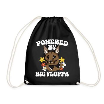 Powered by Big Floppa Caracal - Turnbeutel - Schwarz - Vorne