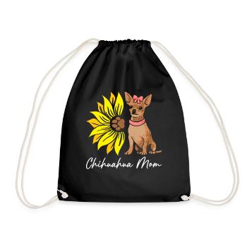 Chihuahua Mom Funny Dog Pet Lover - Drawstring Bag - black - Front