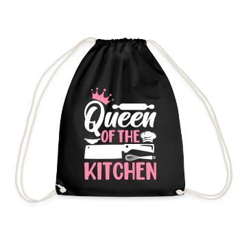 Chef Cooking Woman Queen of the Kitchen - Drawstring Bag - black - Front