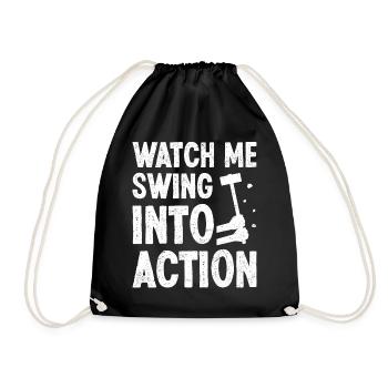 Funny House Demolition Day Watch Me Swing Into Act - Drawstring Bag - black - Front