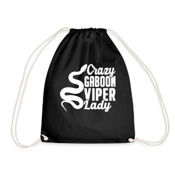 Crazy Gabon Viper Lazy Snake - Drawstring Bag - black - Front