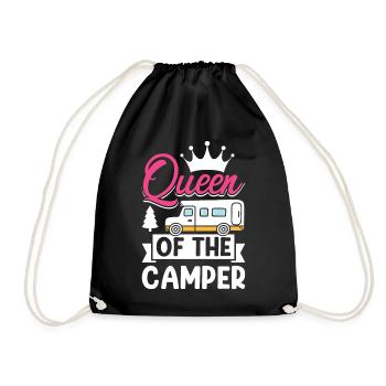 Camper Mom Funny Camping Queen of the Camper - Drawstring Bag - black - Front