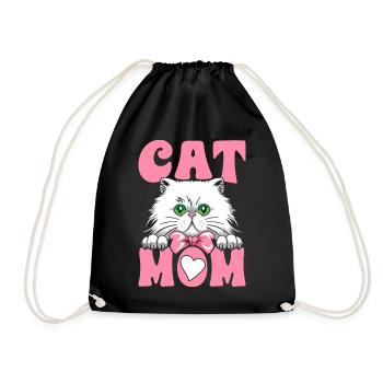 Cat Mom Mothers Day Family Matching - Drawstring Bag - black - Front