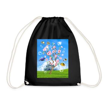 Frutiger Aero Aesthetic Tech Cherry Blossom Poisson Bl - Sac de sport léger - noir - Devant
