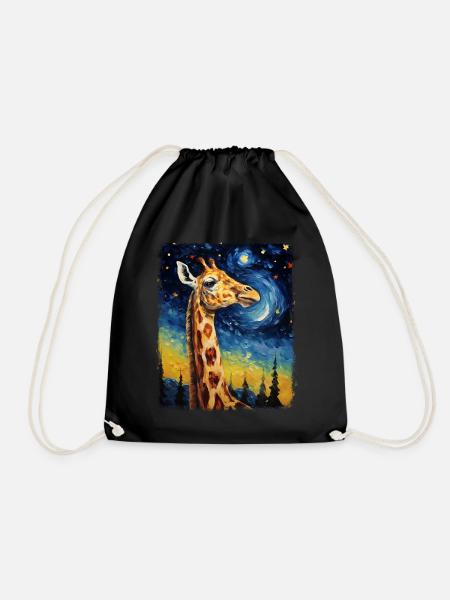 Giraffe Tier Sternennacht Gemälde - Turnbeutel - Schwarz