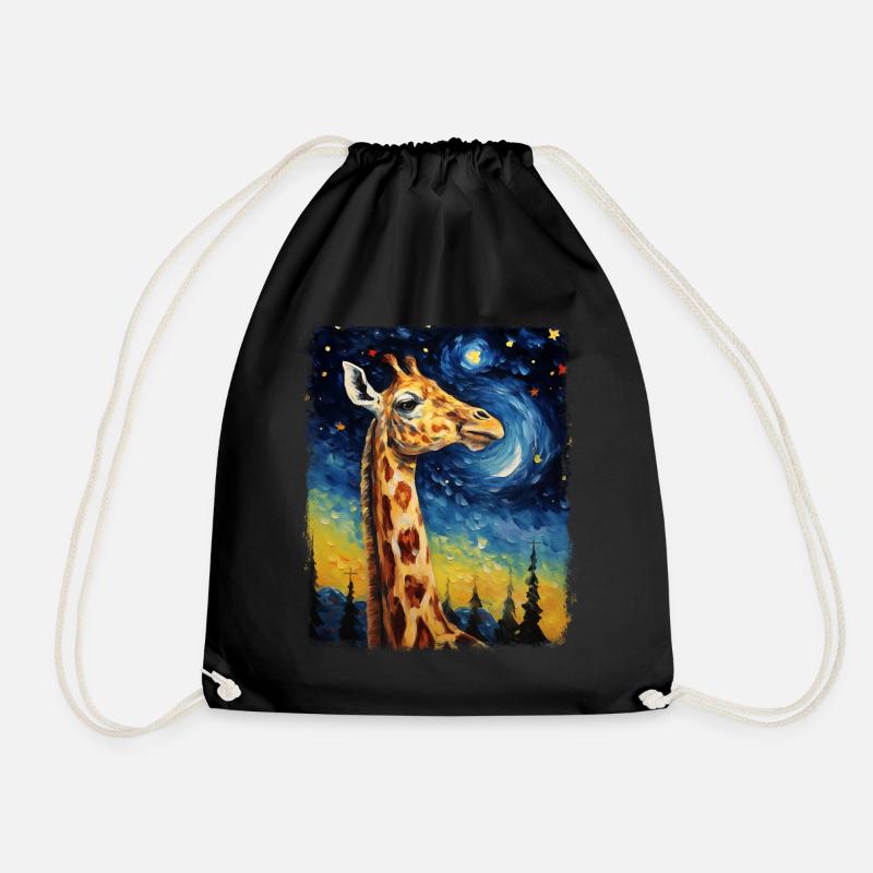Giraffe Tier Sternennacht Gemälde - Turnbeutel - Schwarz