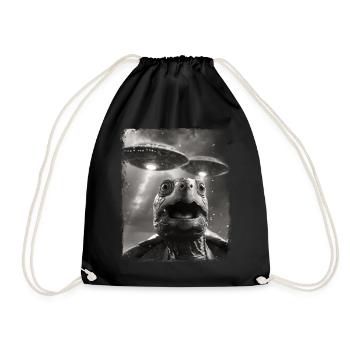 Turtle Sea Turtle UFO Alien Außerirdis - Drawstring Bag - black - Front