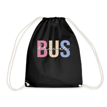 Bus driver school bus driving - Drawstring Bag - black - Front