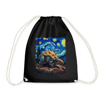 Ankylosaurus dinosaure Peinture de nuit étoilée - Sac de sport léger - noir - Devant