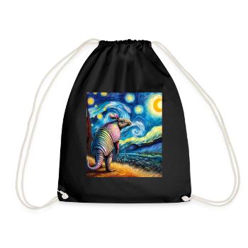 Armadillo Starry Night Painting - Drawstring Bag - black - Front