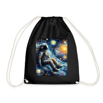 astronaute planète spatiale nuit étoilée peinture - Sac de sport léger - noir - Devant
