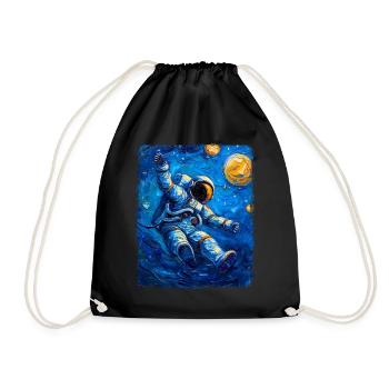 astronaute planète spatiale nuit étoilée peinture - Sac de sport léger - noir - Devant