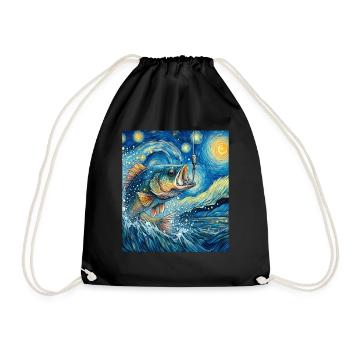 Pêche à l’achigan Pêcheur de poisson bar Nuit étoilée Mâle - Sac de sport léger - noir - Devant