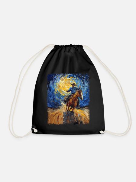 Barrel Racer Barrel Racing Rodeo Starry Night Male - Turnbeutel - Schwarz