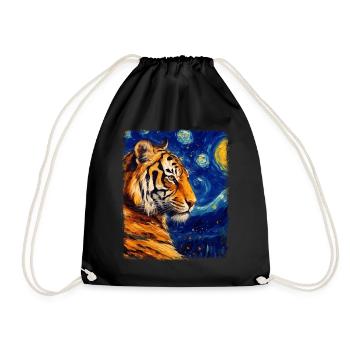 Chat du Bengale Nuit étoilée Peinture - Sac de sport léger - noir - Devant