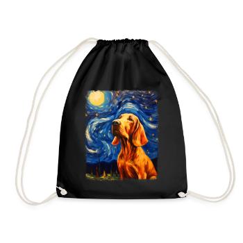 Bloodhound Dog Starry Night Painting - Drawstring Bag - black - Front