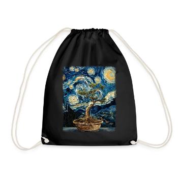 Bonsaï Arbre Zen Japonais Nuit Étoilée Peinture - Sac de sport léger - noir - Devant