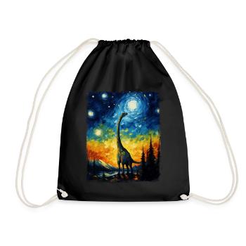 Brachiosaure dinosaure Nuit étoilée Peinture - Sac de sport léger - noir - Devant