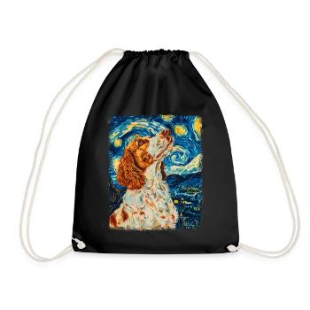 Brittany Spaniel Chien Nuit étoilée Peinture - Sac de sport léger - noir - Devant
