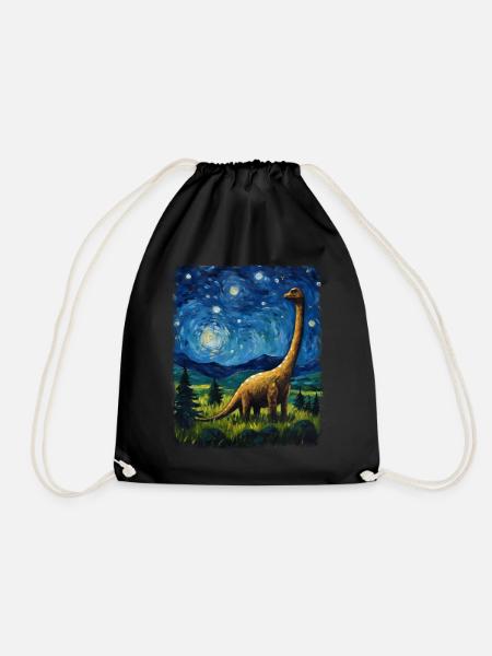 Brontosaurus Dinosaurier Sternennacht Gemälde - Turnbeutel - Schwarz