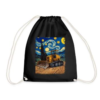 Bulldozer Remorque de construction HEO Starry Night Painting - Sac de sport léger - noir - Devant
