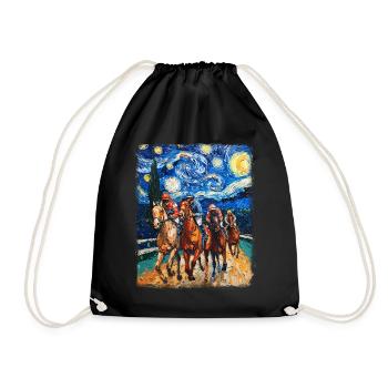 Courses de chevaux Équitation Nuit étoilée Peinture - Sac de sport léger - noir - Devant