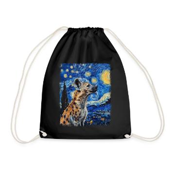Hyène Africain Animal Nuit Étoilée Peinture - Sac de sport léger - noir - Devant