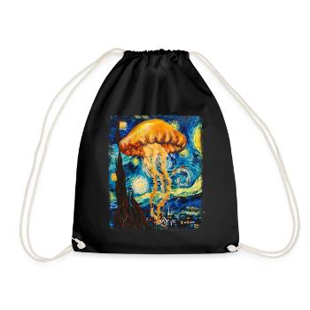 Méduse Océan Nuit étoilée Peinture - Sac de sport léger - noir - Devant