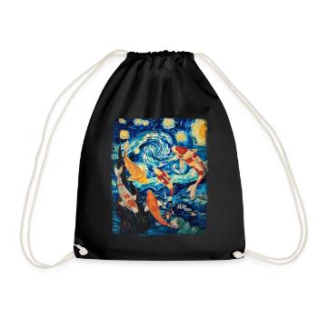 Koi Fish Carp Nishikigoi Japan Starry Night Ma - Drawstring Bag - black - Front