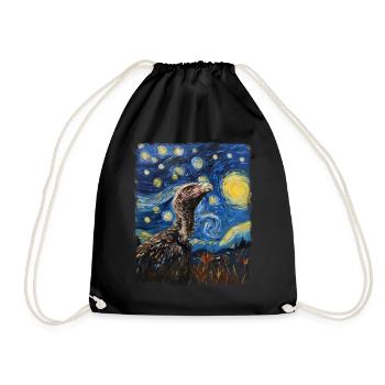 Vulture Bird Starry Night Painting - Drawstring Bag - black - Front
