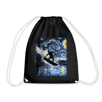 Wakeboarding Wakeboard Wakeboarder Starry Night Ma - Drawstring Bag - black - Front