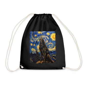 loup-garou loups hurlant peinture nuit étoilée - Sac de sport léger - noir - Devant