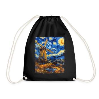 Éolienne Éolienne Peinture Nuit Étoilée - Sac de sport léger - noir - Devant