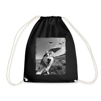 Alaskan Malamute Dog UFO Alien Alien Sel - Drawstring Bag - black - Front