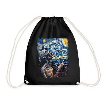 Zombie Starry Night Painting - Drawstring Bag - black - Front