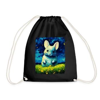 Chinchilla Mignon Peinture Nuit Étoilée - Sac de sport léger - noir - Devant