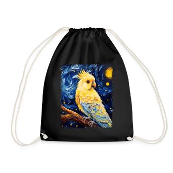 Cockatiel Cockatoo Parrot Bird Starry Night G - Drawstring Bag - black - Front
