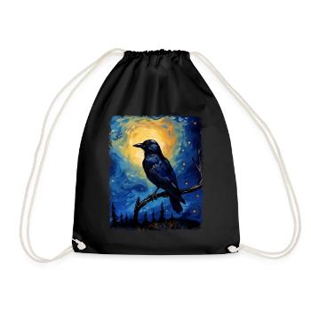 Corbeau Corbeau Oiseau Nuit Étoilée Peinture - Sac de sport léger - noir - Devant
