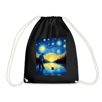 Joueur de pierre de curling Peinture nuit étoilée - Sac de sport léger - noir - Devant