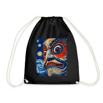 Daruma Puppe Japan Sternennacht Malerei - Turnbeutel - Schwarz - Vorne