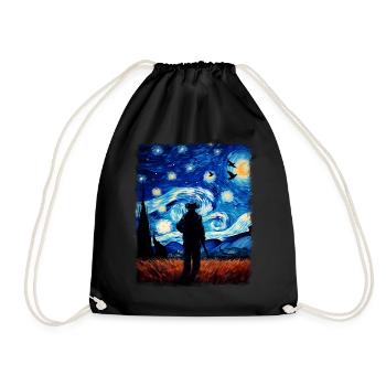 Pigeon Hunter Pigeon Hunting Starry Night Painting - Drawstring Bag - black - Front