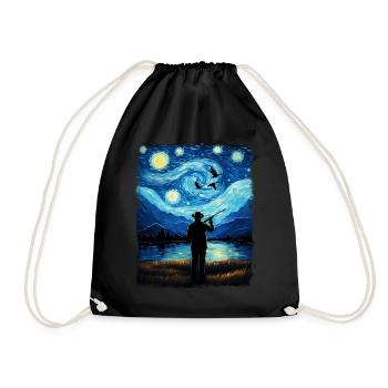 Duck Hunter Duck Hunt Starry Night Painting - Drawstring Bag - black - Front