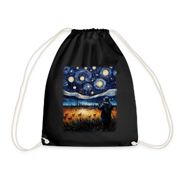 Duck Hunt Duck Hunter Starry Night Painting - Drawstring Bag - black - Front