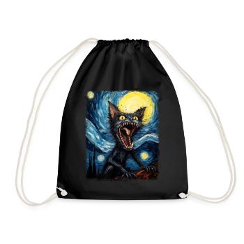El Chupacabra Crypto Cryptozoology Starry Night G - Drawstring Bag - black - Front