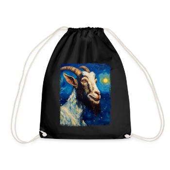 Faun Satyrs Roman Mythology Goat Starry Night - Drawstring Bag - black - Front