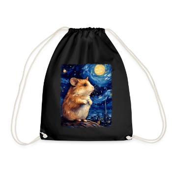 Hamster Hammy Sternennacht Malerei - Turnbeutel - Schwarz - Vorne