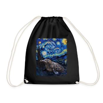 Platypus Starry Night Painting - Drawstring Bag - black - Front