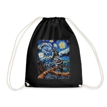 Pigeon Hunt Pigeon Hunter Starry Night Painting - Drawstring Bag - black - Front