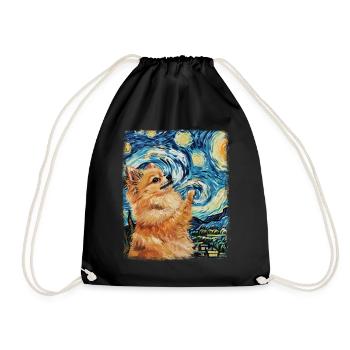 Chien de Poméranie Peinture Nuit Étoilée - Sac de sport léger - noir - Devant